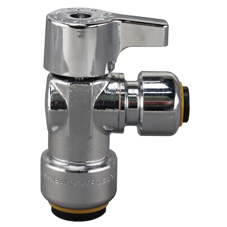 Apollo 1/2 in. Chrome-Plated Brass Push-To-Connect x 1/4 in. Push-To-Connect Quarter-Turn Angle Stop Valve FSBVA1214